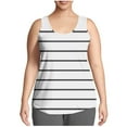 thumbnail image 1 of CYRBOKO Tank Tops for Women, Plus-size Crew Neck Summer Striped Sleeveless Shirts White Size 4XL, 1 of 6