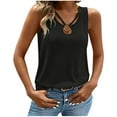 thumbnail image 1 of CYRBOKO Tank Tops for Women, Sleeveless Breathable Casual V-Neck Summer Tops Black Size L, 1 of 4