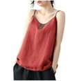 thumbnail image 1 of CYRBOKO Tank Tops for Women, Summer Sleeveless Lightweight Crew Neck Spaghetti strap top Red Size L, 1 of 3