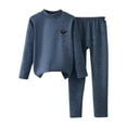 thumbnail image 1 of CYRBOKO Thermal Sets for Boys, Long Sleeve Stretchy Crew Neck Elastic Waist Loungewear Sets Dark Blue Size 8-9 T, 1 of 2