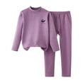 thumbnail image 1 of CYRBOKO Thermal Sets for Girls, Crew Neck Long Sleeve Stretchy Elastic Waist Loungewear Sets Purple Size 9-10 T, 1 of 2