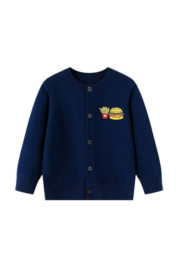 Toddler Boy's Cardigan Sweaters, Knit Casual Soft Long Sleeve Fall Clothing Blue Size 4-5 T