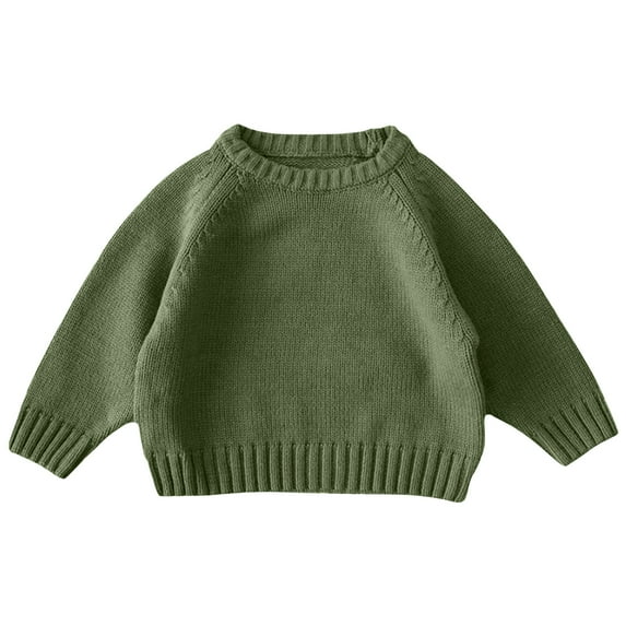 CYRBOKO Toddler Boy's Knit Sweaters, Winter Long Sleeve Casual Crew Neck Kint Kids Green Size 3-4 T
