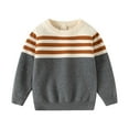 thumbnail image 1 of CYRBOKO Toddler Boy's Sweaters, Crew Neck Stripped Cotton Long Sleeve Winter Clothing Gray Size 5-6 T, 1 of 3