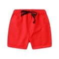 thumbnail image 1 of CYRBOKO Toddler Boys Athletic Shorts, Drawstring Beach Casual Elastic Waist Summer Bottoms Red Size 1-2 T, 1 of 6