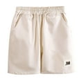 thumbnail image 1 of CYRBOKO Toddler Boys Athletic Shorts, Loose Elastic Waist Holiday Cotton Summer Shorts White Size 4-5T, 1 of 5