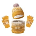 thumbnail image 1 of CYRBOKO Toddler Boys' Beanies, Gloves & Scarves, Knitted Thermal 3 Pieces Snow Winter Hats Yellow Size 1-6 T, 1 of 2
