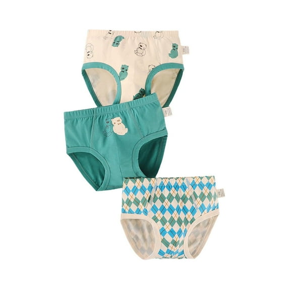 CYRBOKO Toddler Boys Briefs, Elastic Waist Cotton 3-piece Lightweight Boys Underwear Green Size 3-4 T