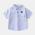 thumbnail image 1 of CYRBOKO Toddler Boys'Button Down Shirts, Comfy Cotton Embroidered Short Sleeve Summer Tops Blue Size 2-3 T, 1 of 9