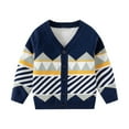 thumbnail image 1 of CYRBOKO Toddler Boys Cardigans, Cotton Long Sleeve Stretch Knit Winter Tops Navy Size 4-5 T, 1 of 9