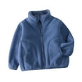 thumbnail image 1 of CYRBOKO Toddler Boys Fleece Jackets, Hoodless Long Sleeve Casual Thermal Winter Coats Blue Size 3-4 T, 1 of 5