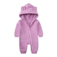 thumbnail image 1 of CYRBOKO Toddler Boys Girls Cotton Pajamas One-pieces, Zip Up Hooded Long Sleeve Unisex Thermal Winter One-pieces Purple Size 12-24 Months, 1 of 8