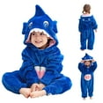 thumbnail image 1 of CYRBOKO Toddler Boys Girls Fleece Pajamas One-pieces, Long Sleeve Loungewear Unisex Zip Up Thermal One-Piece Bodysuits Blue Size 19-24 Months, 1 of 9