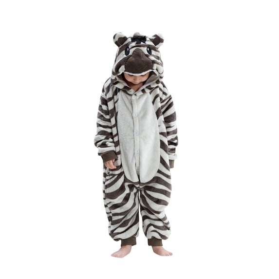 CYRBOKO Toddler Boys Girls Hooded Rompers, Thermal Animal Shapes Gift Long Sleeve Unisex Kids Loungewear Black Size 5-6 T