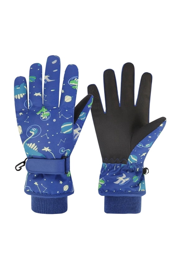Boys Gloves, Sports Waterproof Cotton Thermal Winter Gloves Blue Size L