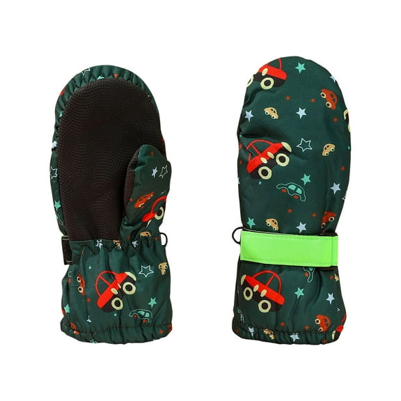 CYRBOKO Toddler Boys Gloves, Thermal Athletic Winter Waterproof Skiing Gloves Green Size 2-4 T