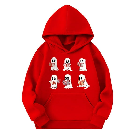 CYRBOKO Toddler Boys Graphic Hooded Sweatshirts, Casual Long Sleeve Loose Fit Gift Tops with Pocket Red Size 4-5 T