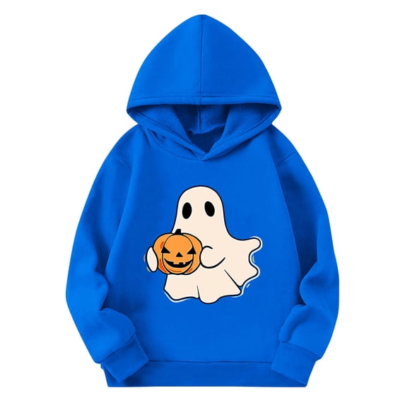 CYRBOKO Toddler Boys Halloween Hoodies, Casual Lightwewight Long Sleeve Loose Fit Fall Sweatshirts Blue Size 3-4 T