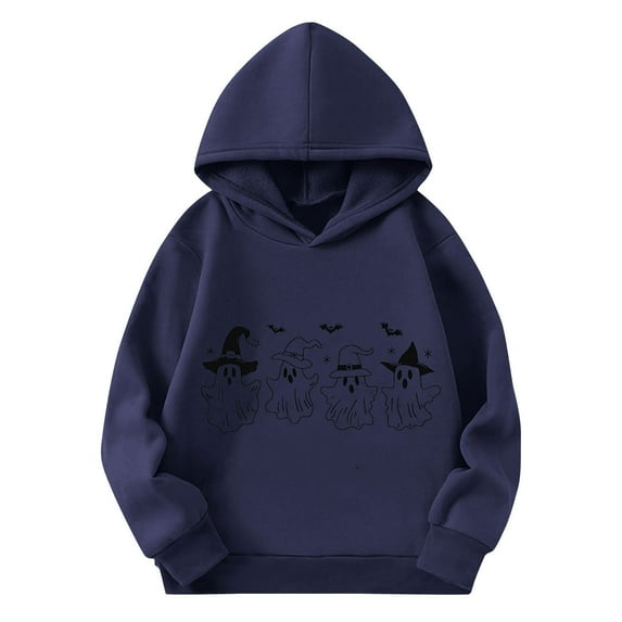 CYRBOKO Toddler Boys Halloween Hoodies, Loose Fit Long Sleeve Casual Holiday Kids Sweatshirts Navy Size 3-4 T