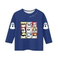 thumbnail image 1 of CYRBOKO Toddler Boys Halloween Shirts, Holiday Stretchy Crewneck 3/4 Sleeve Kids Clothing Blue Size 3-4 T, 1 of 2