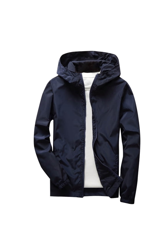 Toddler Boys Hooded Jackets, Windproof Long Sleeve Windproof Athletic Fall Outerwear Navy Size 4-5 T