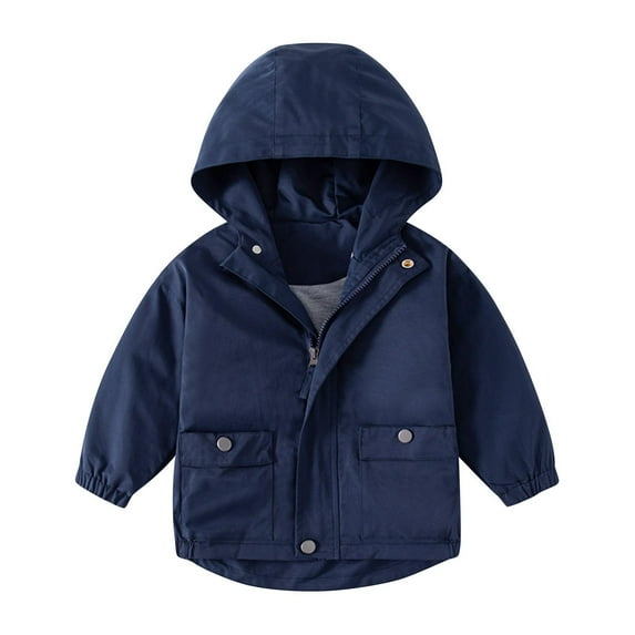 CYRBOKO Toddler Boys Jackets, Lightweight Full-Zip Casual Long Sleeve Hooded Outerwear Navy Size 2-3 T