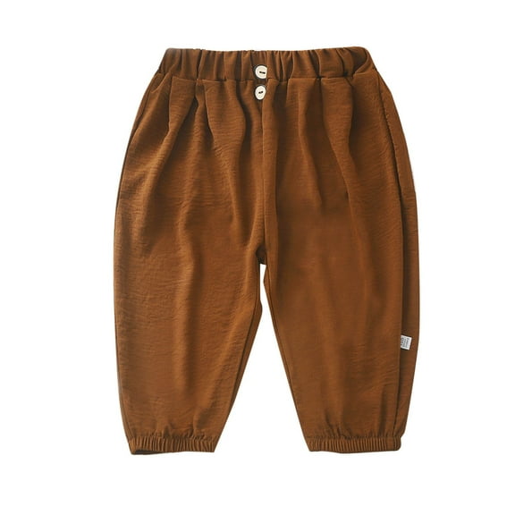 CYRBOKO Toddler Boys Long Pants, Mosquito-proof Summer Thin Elastic Waist Jogger Pants Brown Size 5 T
