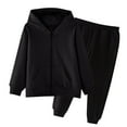 thumbnail image 1 of CYRBOKO Toddler Boys Outfit Sets, Elastic Waist Cotton Long Sleeve Zipper Hoodies and Joggers Black Size 4-5 T, 1 of 6