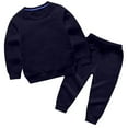 thumbnail image 1 of CYRBOKO Toddler Boys Outfit Sets, Long Sleeve Crewneck Cotton Elastic Waist Tops and Pants Navy Size 1-2 T, 1 of 2