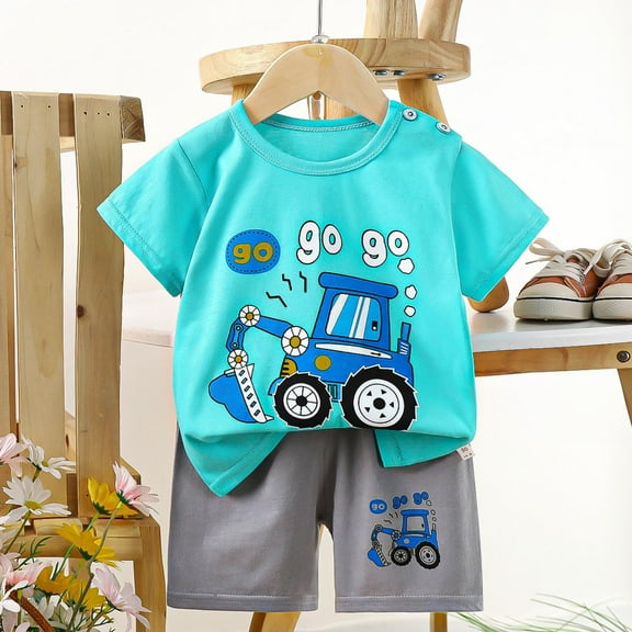 Cethrio Toddler Boys Outfit Sets, Summer Graphic 2 Piece T-shirts and Shorts Set White Size 3 T