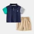 thumbnail image 1 of CYRBOKO Toddler Boys Outfit Sets, Summer Short Sleeve Two Pieces T-shirts and Shorts Set Khaki Size 5 T, 1 of 9