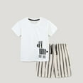 thumbnail image 1 of CYRBOKO Toddler Boys Outfit Sets, Two Piece Short Sleeve Summer T-shirts and Shorts Set White Size 3-4 T, 1 of 3