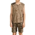 thumbnail image 1 of CYRBOKO Toddler Boys Outfit Sets, Two-piece Casual Elastic Waist Ripped Tank Tops and Shorts Khaki Size 3-4T, 1 of 6