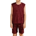 thumbnail image 1 of CYRBOKO Toddler Boys Outfit Sets, Two-piece Ripped Casual Elastic Waist Tank Tops and Shorts Red Size 3-4T, 1 of 6
