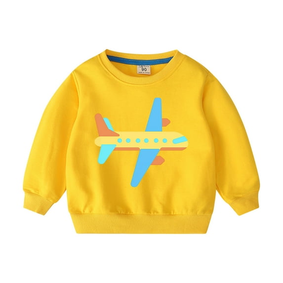 CYRBOKO Toddler Boys Pullover Sweatshirts, Crew Neck Long Sleeve Holiday Cotton Grils Clothes Yellow Size 3-4 T