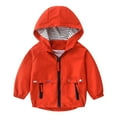 thumbnail image 1 of CYRBOKO Toddler Boys Rain Jackets, Hooded Long Sleeve Lightweight Full-Zip Kids Outerwear Red Size 3-4 T, 1 of 3