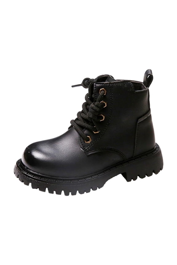 Boys Riding Boots, Fall Non-Slip Lace Up Side-zip Ankle Boots Black Size 13 (Little Kids)