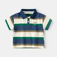 thumbnail image 1 of CYRBOKO Toddler Boys Short Sleeve Polos, Loose Cotton Casual Striped Summer Tops Green Size 3-4 T, 1 of 3