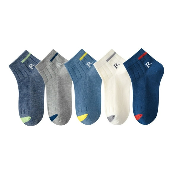 CYRBOKO Toddler Boys Socks 2025, Casual Lightweight Cotton 5 Pack Sport Socks Dark Blue Size 3-14 T