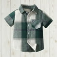 thumbnail image 1 of CYRBOKO Toddler Boys Summer Button Down Shirts, Plaid Cotton Comfy Casual Short Sleeve Tops Green Size 1-2 T, 1 of 9
