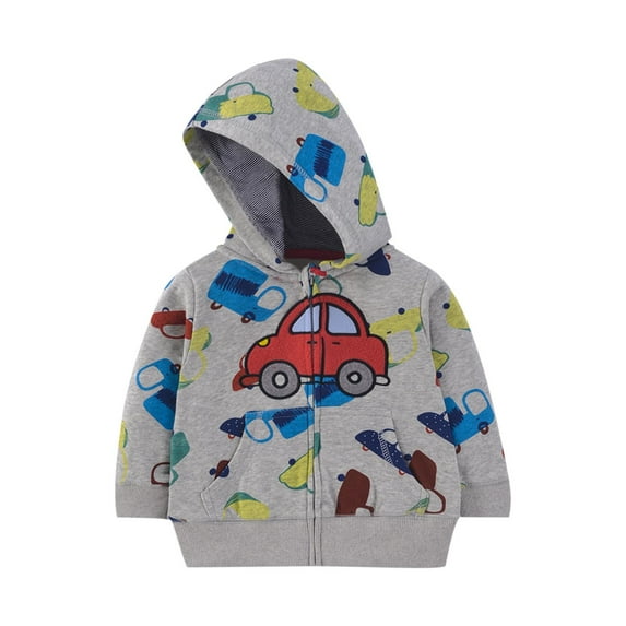 CYRBOKO Toddler Boys Sweatshirts, 2025 Casual Crew Neck Long Sleeve Tops with Zipper Gray Size 12-18 Months