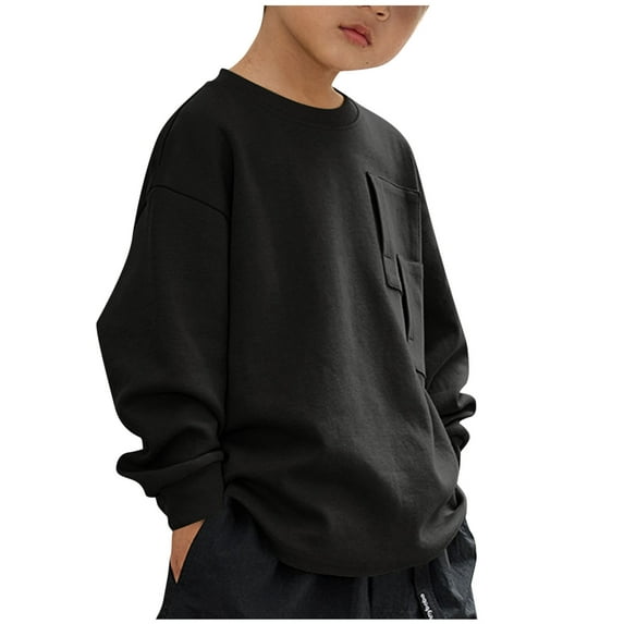 CYRBOKO Toddler Boys Sweatshirts, Cotton Crew Neck Holiday Long Sleeve Fall Clothing Black Size 4-5 T