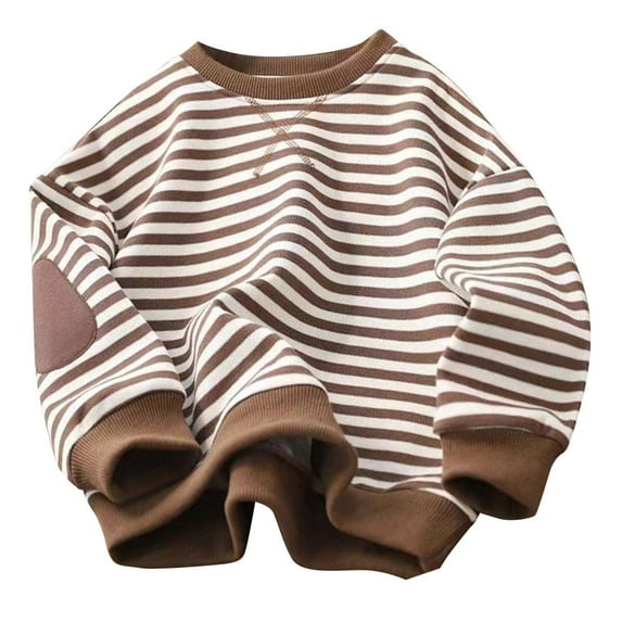 CYRBOKO Toddler Boys Sweatshirts, Crew Neck Gift Casual Long Sleeve Grils Clothes Brown Size 4-5 T