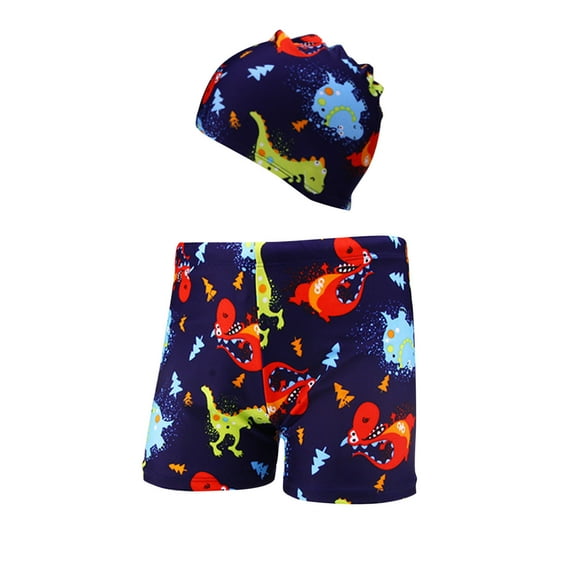 CYRBOKO Boys Swim Trunks, Summer Streth Quick-drying Lightweight Shorts with Swim Cap Multicolor Size 6-7 T