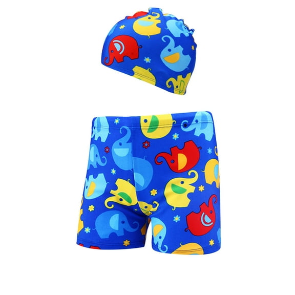CYRBOKO Toddler Boys Swim Trunks, Summer Vacation Streth Quick-drying Shorts with Swim Cap Multicolor Size 4-5 T