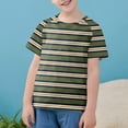 thumbnail image 1 of CYRBOKO Toddler Boys T-shirts, Summer Crewneck Striped Short Sleeve Tops Green Size 4-5T, 1 of 9