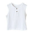 thumbnail image 1 of CYRBOKO Toddler Boys Tank Tops, Casual Buttons Cotton Crewneck Summer Tops White Size 2-3 T, 1 of 9