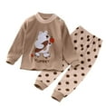 thumbnail image 1 of CYRBOKO Toddler Boys Thermal Sets, Cotton Winter Long Sleeve Elastic Waist Kids Loungewear Khaki Size 2-3 T, 1 of 4