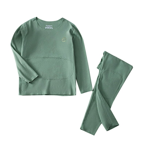 CYRBOKO Toddler Boys Thermal Sets, Long Sleeve Cotton Soft Elastic Waist Underwear Sets Green Size 3-4 T