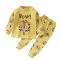 thumbnail image 1 of CYRBOKO Toddler Boys Thermal Sets, Long Sleeve Gift Elastic Waist Cotton Kids Loungewear Yellow Size 3-4 T, 1 of 4